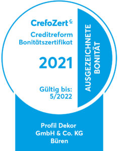 Crefo-Zert Siegel für profil dekor